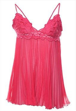 Vintage Hot Pink Lace Pleated Babydoll - XS