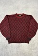 VINTAGE KNITTED JUMPER ABSTRACT PATTERNED KNIT SWEATER