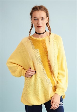 80'S RETRO OVERSIZED SLOUCHY PASTEL MOMS KNIT JUMPER