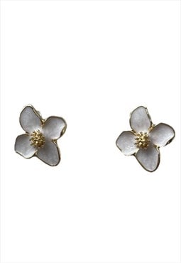 Chunky Flower Statement Earrings Gold