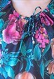 DARK GREY VINTAGE DRESS WITH BRIGHT FLOWERS