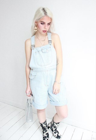 VINTAGE 90S OVERSIZED LIGHT BLUE DENIM DUNGAREES