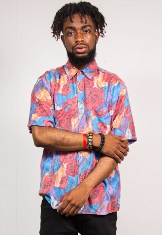 90'S VINTAGE WAVEY PATTERN FESTIVAL SHORT SLEEVE SHIRT