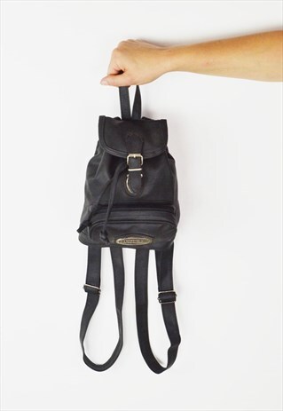 BLACK FAUX LEATHER RUCKSACK BAG