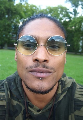 GREEN OMBRE ROUND SUNGLASSES