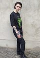 ANGEL PRINT T-SHIRT BAD KID SLOGAN TEE GRUNGE TOP IN BLACK