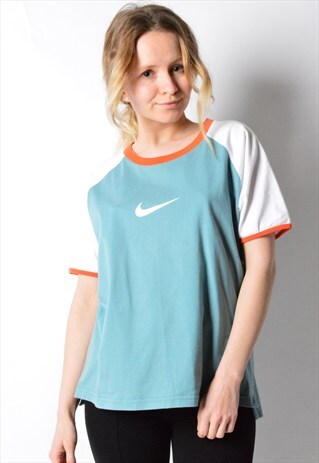 VINTAGE 90S NIKE SPORTS MINT BLUE COLOUR BLOCK T-SHIRT
