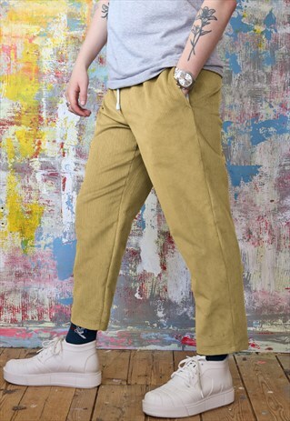 CORD DRAWSTRING TROUSERS IN SAND