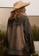 VINTAGE WASH DENIM JACKET BLEACHED JEAN VARSITY RIPPED COAT