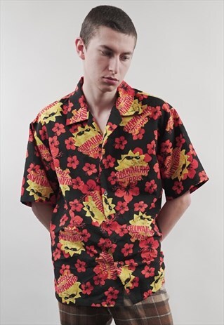 VINTAGE 90'S SHORT-SLEEVE HAWAIIAN TROPIC PRINT SHIRT