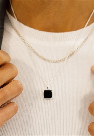 OBSIDIAN AND STERLING SILVER PENDANT
