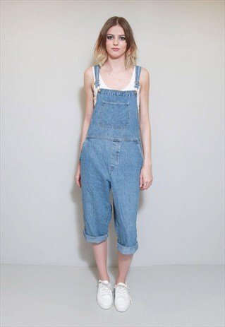 VINTAGE 1990'S MOUNTAIN LAKE CROPPED DENIM DUNGAREES