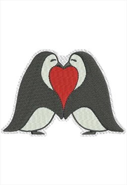 Embroidered Penguin Love Aquatic Bird iron on patch / sew on