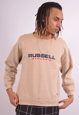 VINTAGE RUSSELL ATHLETIC SWEATSHIRT JUMPER BROWN
