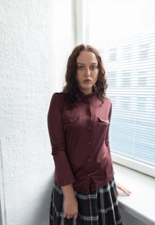 VINTAGE 70'S BROWN SHIMMERING SHIRT