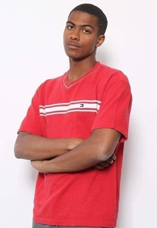VINTAGE TOMMY HILFIGER LOGO T-SHIRT RED