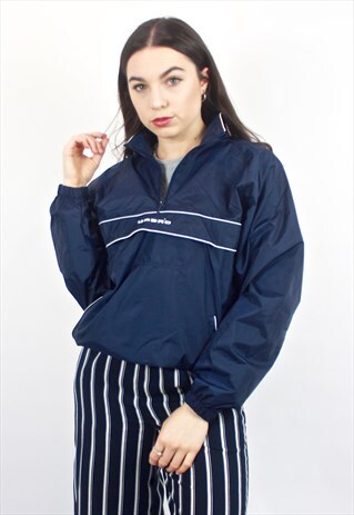90'S RETRO BLUE & WHITE PULLOVER JACKET