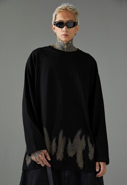 Leaves print sweatshirt thin jumper grunge gorpcore t-shirt