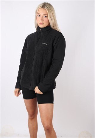 VINTAGE COLUMBIA FLEECE JACKET JUMPER BLACK 8 10 M 90S
