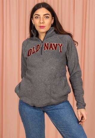 VINTAGE 90S OLD NAVY 1/4 ZIP FLEECE IN GREY
