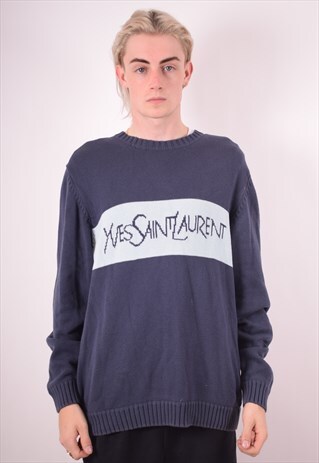 YVES SAINT LAURENT MENS VINTAGE JUMPER SWEATER LARGE 90S