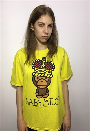VINTAGE 90' AMAZING UNISEX YELLOW BAPE COOL T-SHIRT