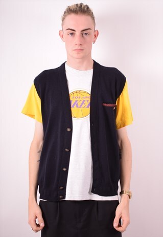 KAPPA MENS VINTAGE GILET LARGE BLACK 90S