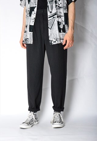 VINTAGE 90S UNISEX BLACK MINIMALIST PANTS