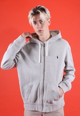 RALPH LAUREN GREY EMBROIDERED HOODIE