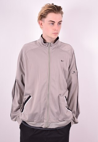 NIKE MENS VINTAGE TRACKSUIT TOP JACKET XL GREY 90'S