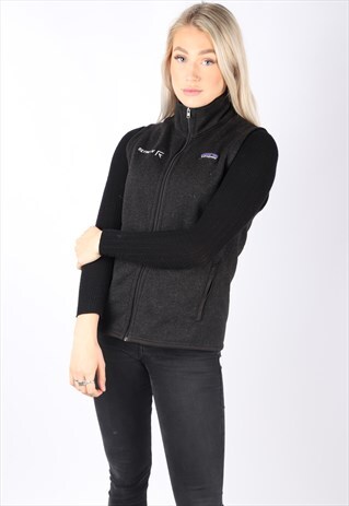 VINTAGE PATAGONIA FLEECE GILET BODYWARMER M 8 10 BLACK 90S