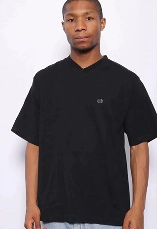 VINTAGE CHAMPION CHEST LOGO T-SHIRT BLACK