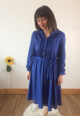 Vintage 80s Blue Midi Dress