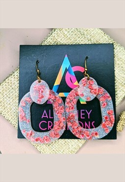 Red & White Confetti Festival Earrings