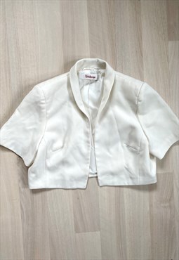 90's White Short Sleeve Cropped Blazer