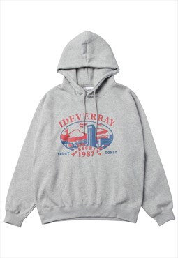  1987 hoodie city print pullover retro skater jumper grey