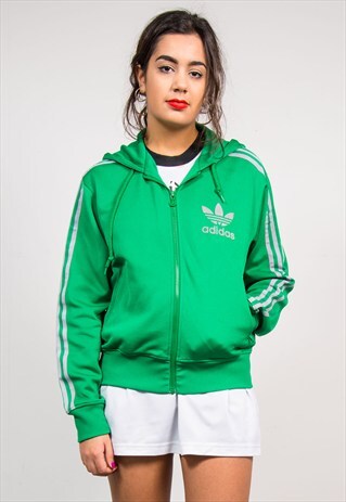 90'S VINTAGE ADIDAS GREEN HOODED TRACKSUIT JACKET