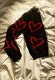BLACK SLIM FIT HEART PRINT KNIT JUMPER