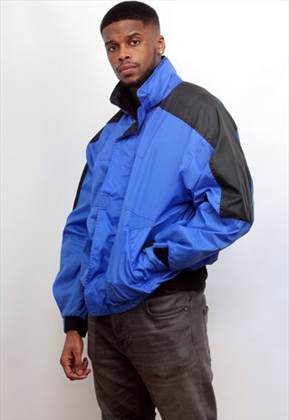 MARLBORO 1990'S VINTAGE BOMBER JACKET IN BLUE