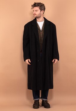 Vintage 90's Men Wool Blend Long Coat in Gray