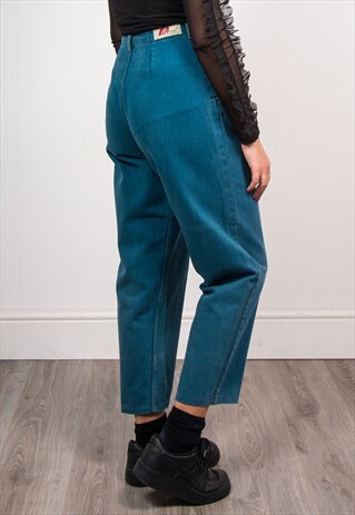 90'S VINTAGE DEEP BLUE DENIM MOM JEANS