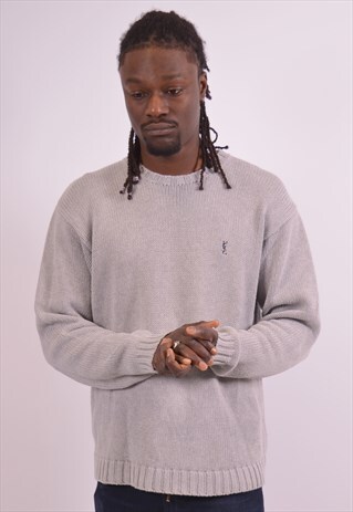YVES SAINT LAURENT VINTAGE JUMPER SWEATER SMALL GREY 90S