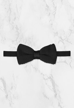 Black Polyester Knitted Bow Tie