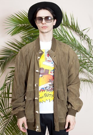 AMAZING OVERSIZED SUEDE BOMBER JACKET