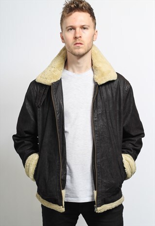 VINTAGE SUEDE AVIATOR FLEECE SHEEPSKIN JACKET