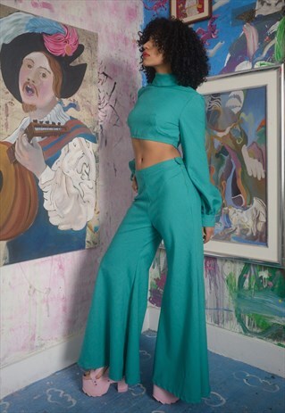 "THE ALICIA" CO-ORD 70'S INSPIRED WIDE LEG TROUSERS SET.