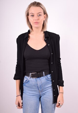 VERSACE WOMENS VINTAGE SHIRT MEDIUM BLACK 90'S