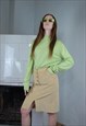 VINTAGE 90'S CORDUROY INDIE BUTTON FUNKY MIDI SKIRTS YELLOW