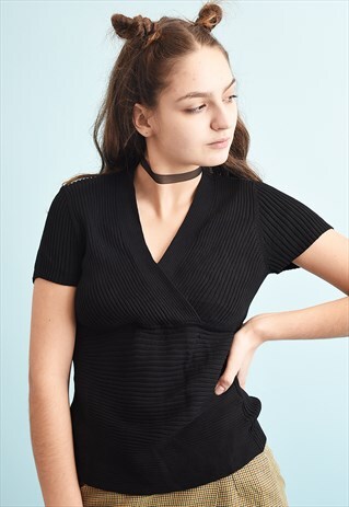 Y2K GRUNGE WRAPPED RIBBED PARTY KITSCH TOP