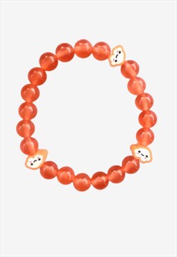 Cute Happy Clouds Orange Chalcedony Beaded Gemstone Bracelet